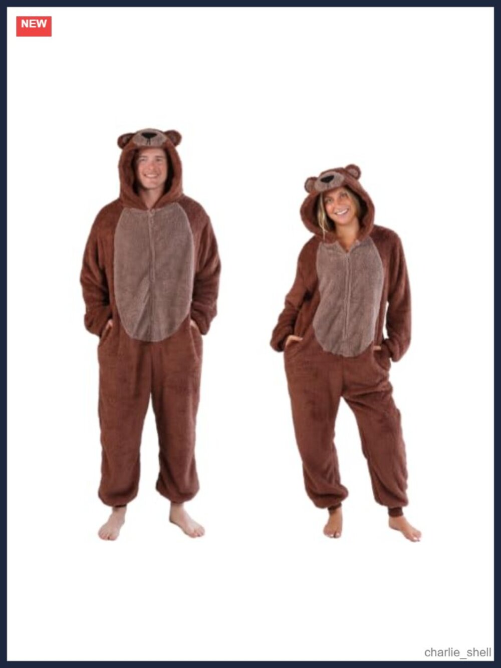Funziez! Slim Fit Adult Onesie Plush Sherpa Fleece Bear Costume One-Piece Pajama